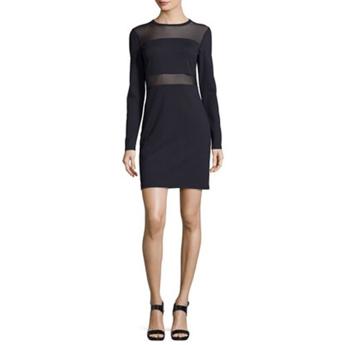 Michael Kors Mini Abito Maniche Lunghe Maglia Pannelli Bodycon Sexy Data Notte M 2377