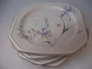 Mikasa Casa Grande 4 Salad Plates Continental Vintage F 3011 Japan Irises Ret - Picture 1 of 5