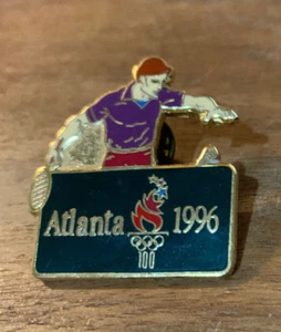 1996 Atlanta Summer Olympic Games Lapel Pin, Badminton Player, Enamel/ Gold Tone - Picture 1 of 2