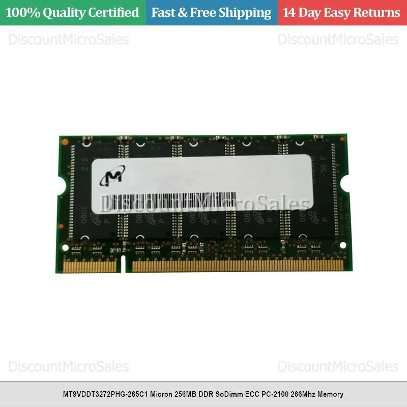 MT9VDDT3272PHG-265C1 Micron 256MB DDR SoDimm ECC PC-2100 266Mhz Memory - Image 1 of 1