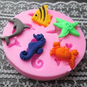 CÁSCARAS DE MAR ANIMALES PECES Silicona Fondant Pastel Topper Molde Chocolate Caramelos - Imagen 1 de 8