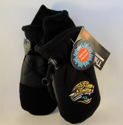 Kids Size 4-7 Jacksonville Jaguars NFL Thinsulate Fleece Mittens Black Cover