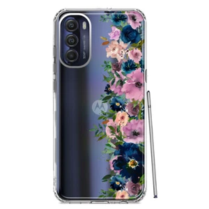 For Motorola Moto G Stylus 4G 2022 Shockproof Case Blue Purple Summer Flowers - Picture 1 of 6