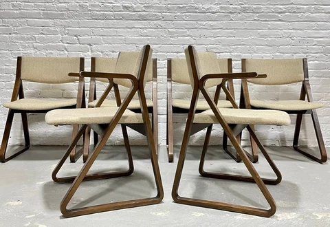 Mid Century MODERN "TRIANGLE" Dining CHAIRS by Stow Davis, Set/6 Cover