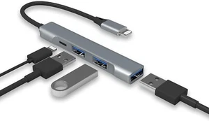 Lightning to USB Hub [Apple MFi Certified] 4-in-1 OTG Hub With 3 USB 3.0 Ports  - Afbeelding 1 van 8