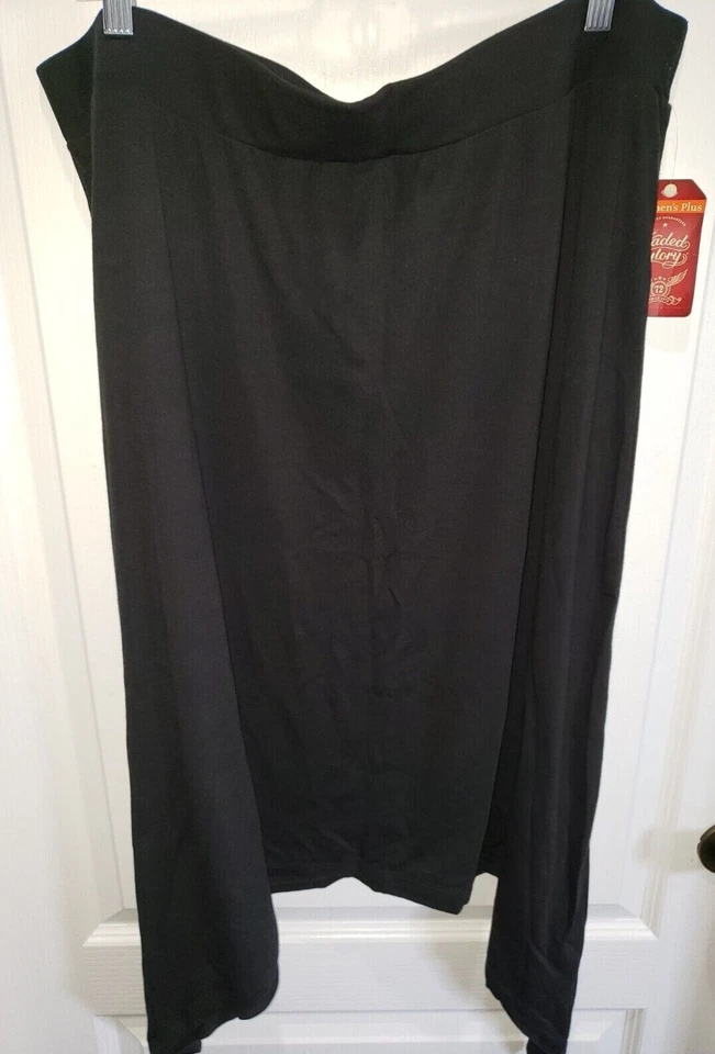 womens NEW NWT solid black LONGER ON SIDES SKIRT size PLUS 2X 18W/20W elastic  - Image 1 of 1