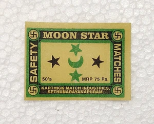 Vintage Original Moon Star Safety Matches Karthick Match Labels Collections - Picture 1 of 4