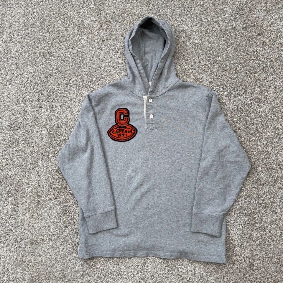 Gap Kids Hooded Rugby Sweatshirt Stitched Boys XL Gray Long Sleeve 100% Cotton - Image 1 of 4