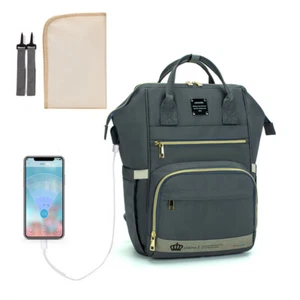 LEQUEEN Baby Diaper Bag Mummy Nappy 15 Pockets 20L Large Capacity Backpack USB - Picture 1 of 23