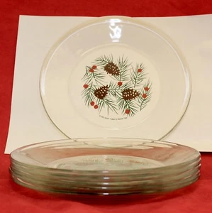 Luminarc 6 Navidad 1993 Dayton conos de pino ramas y bayas placas de vidrio - Imagen 1 de 4