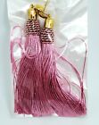 NEW Pink Tassel Embroidery Thread Gold Post LONG Dangle Earrings