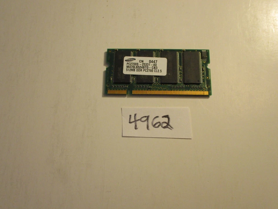 Samsung M470L6524BT0-CB3 512Mb 333Mhz PC2700 DDR1 SODIMM laptop memory RAM (4962 - Image 1 of 2