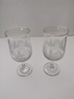 Vintage 7" Arby's Libbey Frosted/Gold Rim Wine Glasses Winter Scene Set of 2