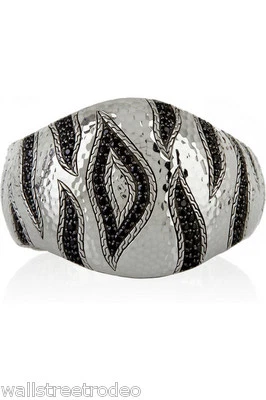 John Hardy Macan black sapphire large statement tiger sterling cuff bracelet - Image 1 of 4