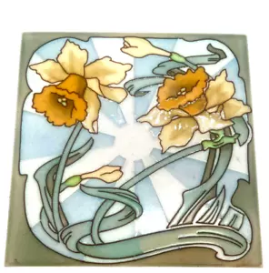 RARO tubo foderato Gilardoni Fils & Cie piastrelle di narciso originali antiche Art Nouveau - Foto 1 di 4