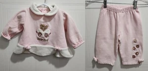 Vintage Fisher Price Baby Wear Outfit Set of Sweater and Pants Bears Pink Sz 12M - Picture 1 of 21