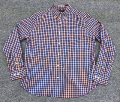 Camisa de vestir Nautica para hombre talla L azul/rosa a cuadros con botones carrera oficina Foto 1 de 4