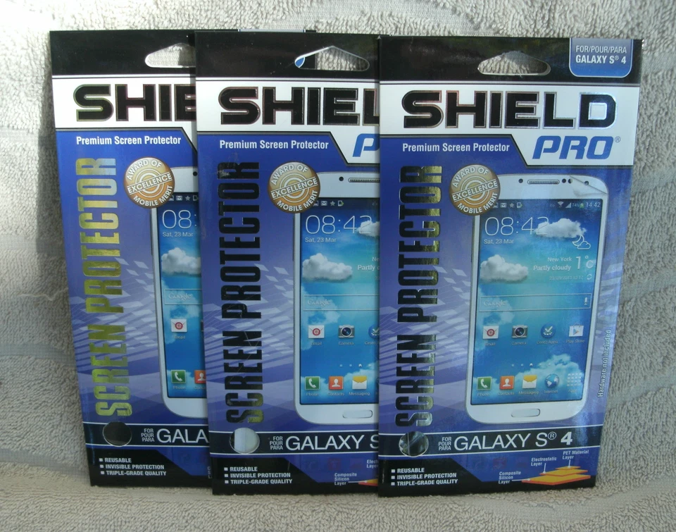 Shield Pro Juego de 3 Protectores de Pantalla Premium para Galaxy S4 ~ NUEVO Foto 1 de 2