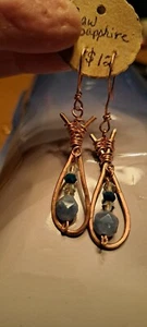 Copper And Raw Sapphire Boho Earrings  - Bild 1 von 3