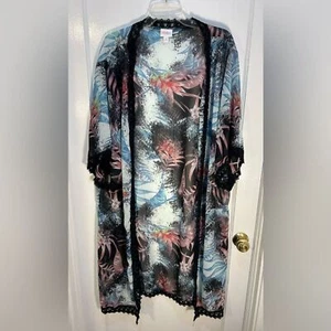 LuLaRoe Womans Medium Chloe Tropical Wrap W/Blk Lace Border - Picture 1 of 6