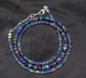 16 " Natürlich Äthiopische Opal Edelstein Perlen Kette 925 Sterlingsilber F3746 - Bild 1 von 5