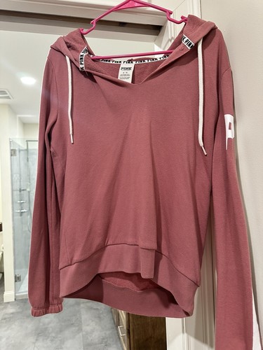 UNDERCOVER Felpa con cappuccio rosa Victoria Secret a righe taglia media