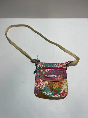 LILY BLOOM WOMENS CROSSBODY BAG PURSE MULTICOLOR DESIGN FLORAL PINK TEAL WHITE - Image 1 of 4