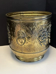 Vintage Messing Löwenkopf Ringe Trauben 10-3/4” x 11-1/2” Übertopf Topf Made in England - Bild 1 von 14