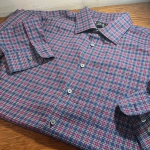 JOS. A Bank Traveler Herren Hemd XL kariert Tradinal Fit navy/ weinrot klassisch Arbeit - Bild 1 von 7