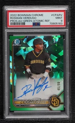 2022 Bowman Chrome Prospect Green Atomic Refractor /99 Rosman Verdugo PSA 9 Auto - Image 1 of 2
