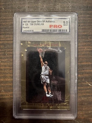 1997-98 UPPER DECK SP AUTHENTIC #128 RC ROOKIE TIM DUNCAN PSA 9 SAN ANTONIO - Image 1 of 4