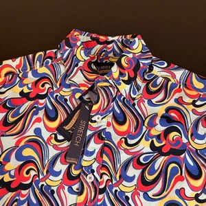 Camicia Cremieux Premium Denim Elasticizzata con Bottoni Manica Corta Colorata Uomo Small - Foto 1 di 10