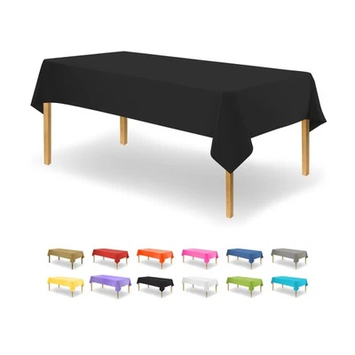 12 Pack Premium Black Rectangle Disposable Tablecloths Easy Clean Up Eco Frie... - Image 1 of 4