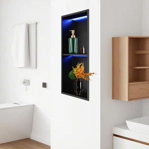 Stainless Steel Shower Niche, Bathroom Wall Niche, 2 Tiers Wall Shower Niche - Picture 1 of 20