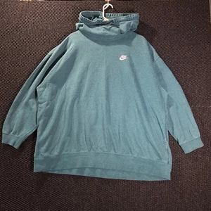 Nike Teal Oversized Cotton Blend Hoodie Sweatshirt Women's XXL - Picture 1 of 8