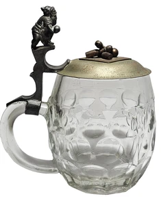 1925 Sächsische Glasfabrik Beer Stein Bowling Trophy-6 1/4"-Free USA Shipping - Picture 1 of 12