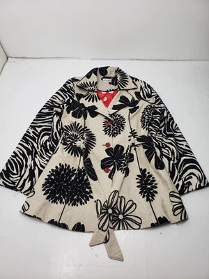 3 Sister Velvet Jacket White/Black Floral W/ Red & White Polka Dot Lining Size L - Image 1 of 4