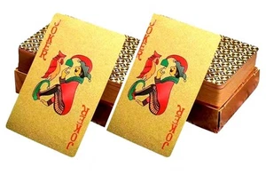 LOTE X 2 BARAJAS DE CARTAS DE POKER DE LÁMINA DE ORO 24K CON CERTIFICADO DE AUTENTICIDAD - Imagen 1 de 8
