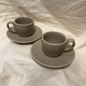 2 Speckled Sandstone Porcelain RAK Espresso Cup and Saucer Sets EUC - Picture 1 of 15