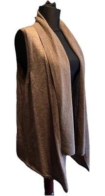 Eddie Bauer Wool Sweater Cardigan Vest Womens Large Brown Open Front Sleeveless - Image 1 of 4