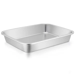 Lasagna Pan, 10.6 x 8.3 x 1.7inch Stainless Steel Rectangular Cake Brownie Pa... - Picture 1 of 7