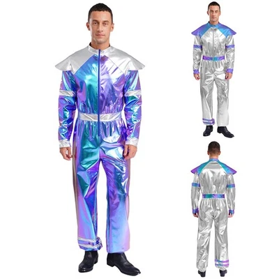 Roupas masculinas macacão dança fantasia hip hop astronauta cosplay metal alienígena - Imagem 1 de 3
