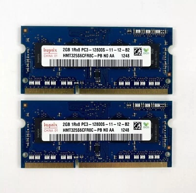 SK HYNIX 4GB (2x2GB) 1Rx8 PC3-12800S DDR3 SODIMM Laptop Memory RAM - Image 1 of 2