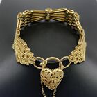 9ct 9k Yellow Gold Ladies Gate Bracelet Heart Padlock 41.8 Grams 20cm. Brand New