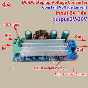 4A DC-DC Boost Step up Adjustable Converter CC CV 2-14v to 3.3v 5v 6v 9v 12v 24v - Picture 1 of 6