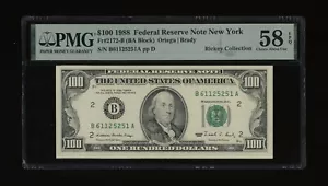 DBR 1988 $100 FRN New York Fr. 2172-B PMG 58 EPQ Serial B61125251A - Picture 1 of 2