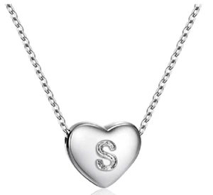 NEU HolyFast S925 Sterlingsilber zierliches Herz Alphabet Initialen Halskette S - Bild 1 von 1