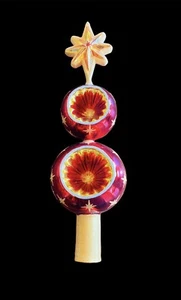 CHRISTOPHER RADKO RUBINSTERN - 2 KUGELN UND STERNBAUM TOPPER FINAL ROT & GOLD - Bild 1 von 3