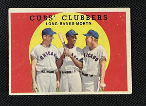 1959 Topps #147 Cubs Clubbers Long Ernie Banks Chicago Baseball Card