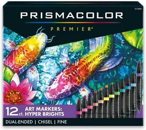 PRISMACOLOR MKR SET 12 CHISEL/FINE - HYPER BRIGHTS - Picture 1 of 3